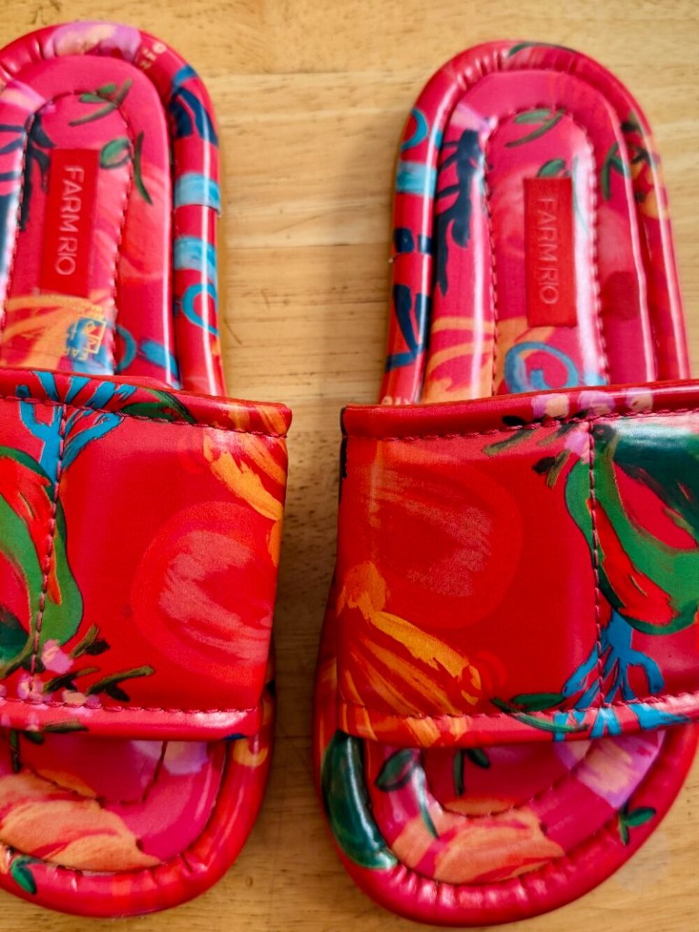 Adidas X FARM Rio Pink Fruits Puffy Slide Sandals Red Floral Women's Size 9 - Picture 7 of 7